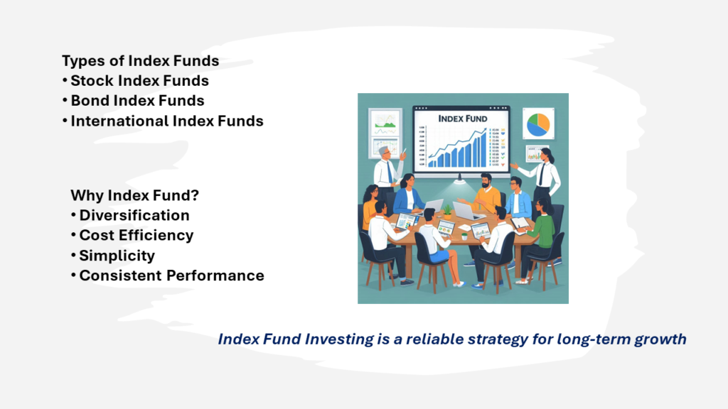 Illustration of the different types of index funds and the benefits of index funds investing